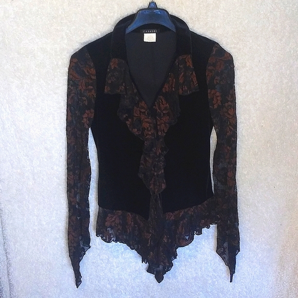 Vintage casadei velvet and lace top size medium. - Picture 1 of 5